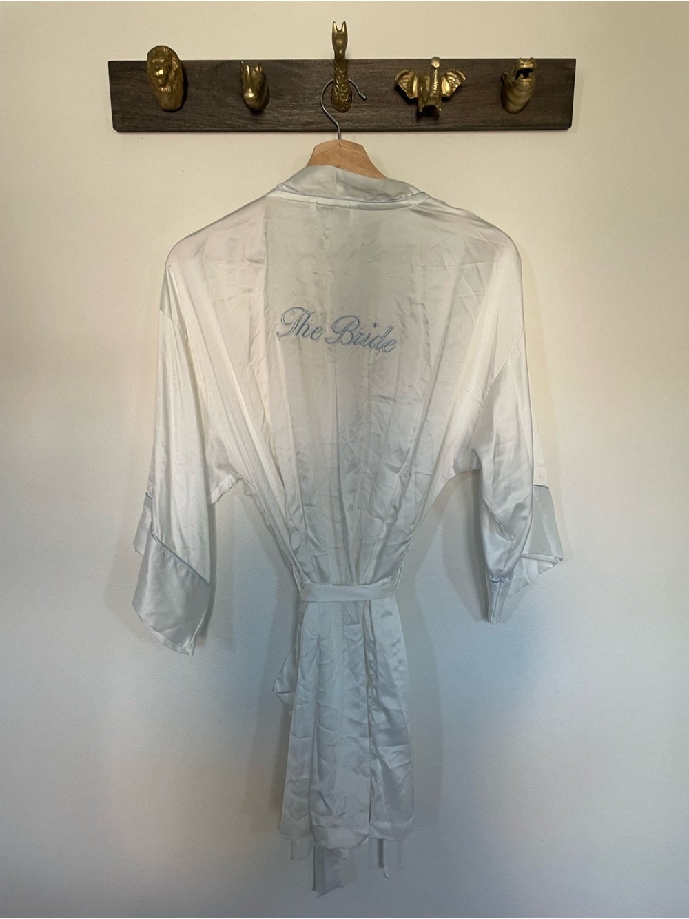 Bride Satin Wrap Kimono Robe - White
